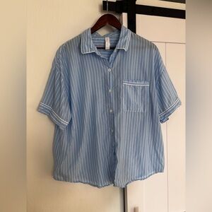 Stars Above Light Blue Striped Casual Shirt